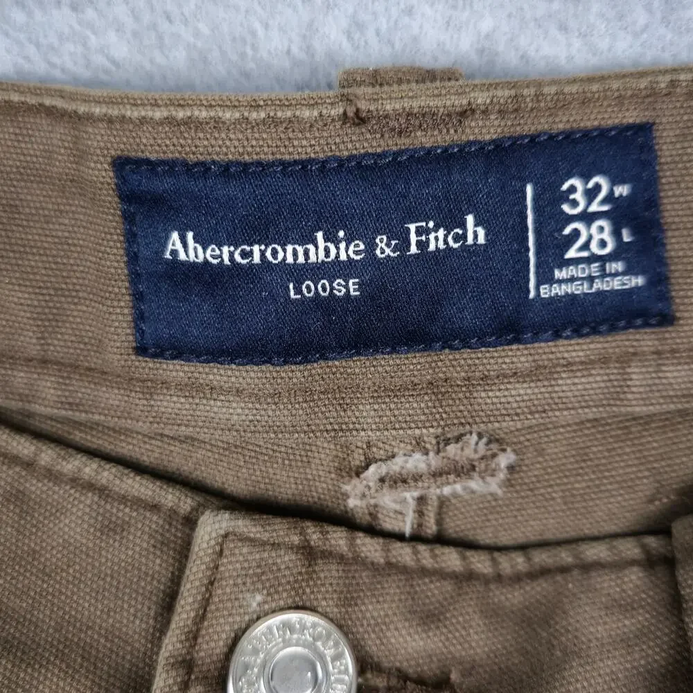 Abercrombie & Fitch Mens 32x28 Brown Canvas Loose Workwear Pants